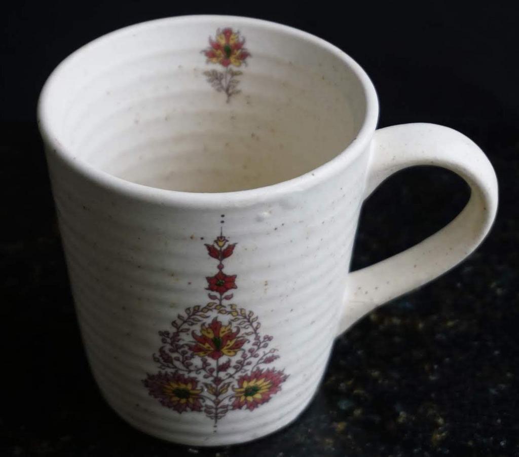 Beige Coffee Mug with Maroon motif